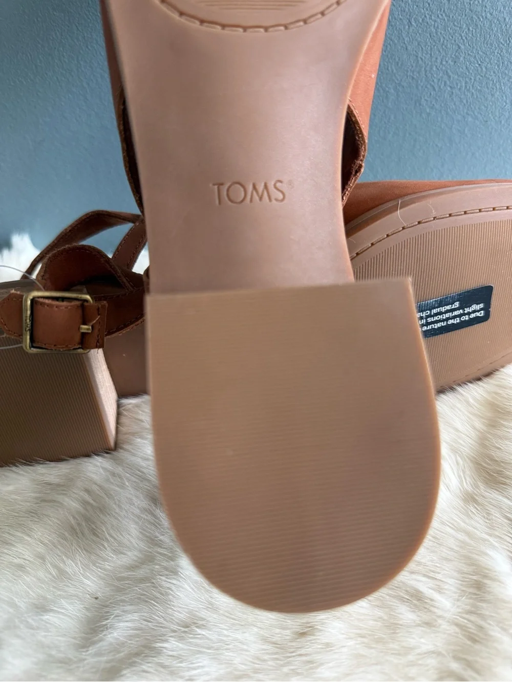 TOMS Women’s Jaclyn Amber Brown Nubuck Leather Slingback Heels